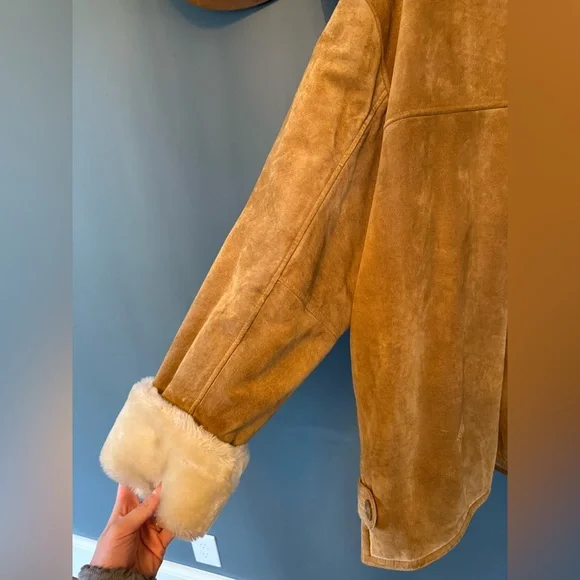 Dennis Basso vintage genuine leather suede fur lined coat sz 1X - Picture 4 of 9